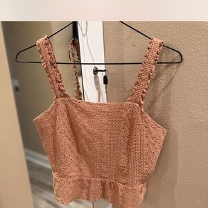 Women's Eyelet Lace Tan Top